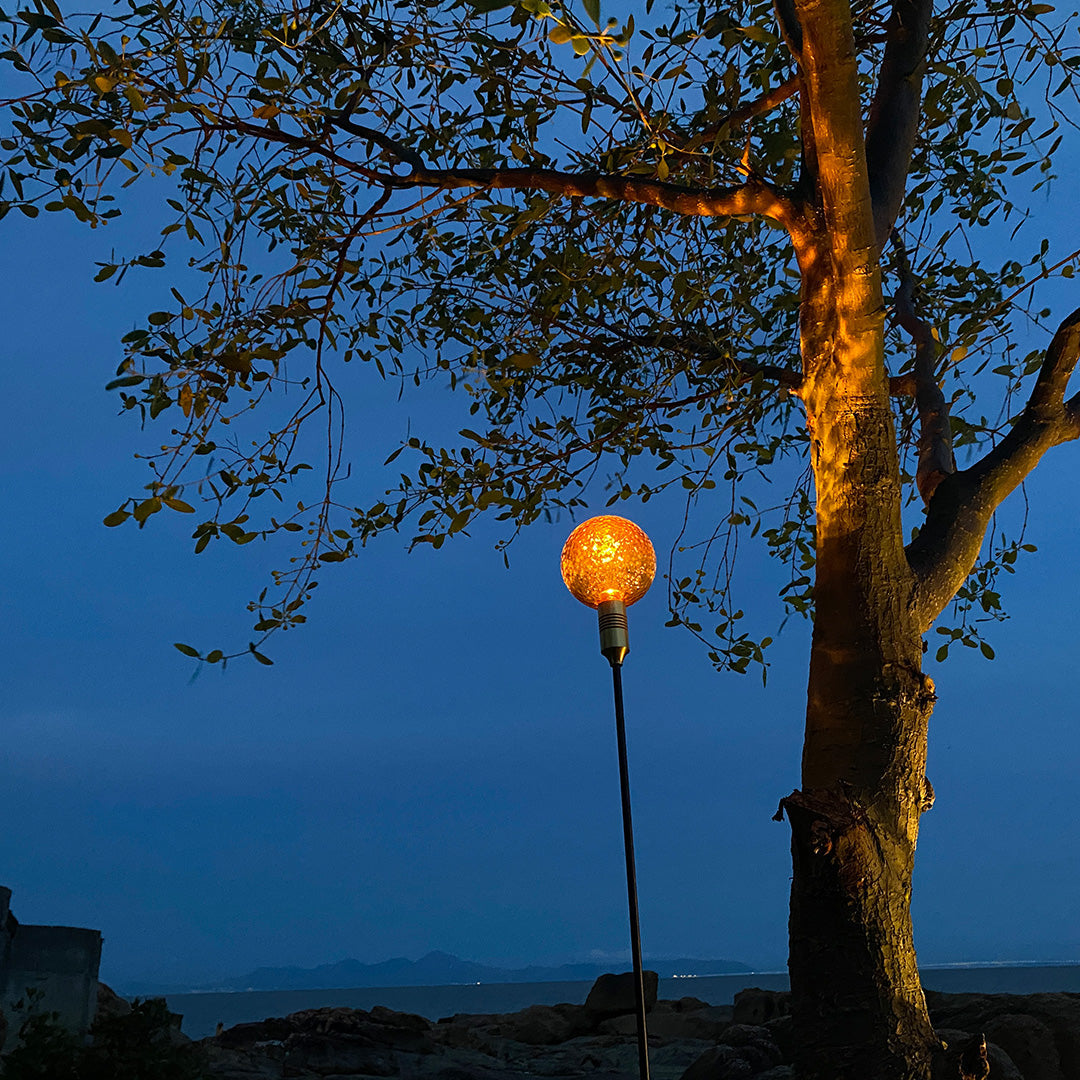 Reed-Shaped Glass Sphere Path Light — Aluminum, LED, IP65, 28"–55.5" Heights, Brown / Green / Clear