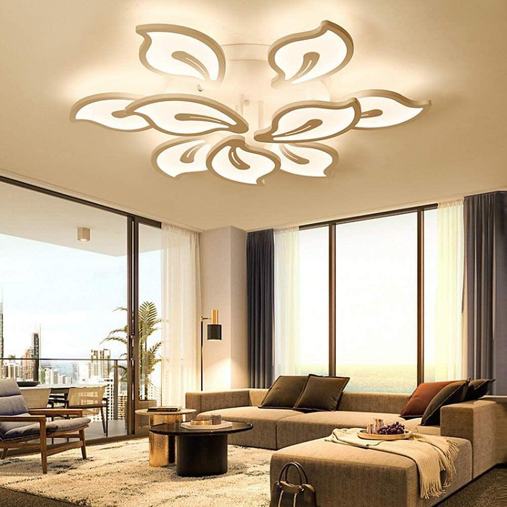 Geometric Flower LED Flush-Mount Ceiling Light — Metal and Acrylic, Dimmable, Remote Control, 5- to 15-Light