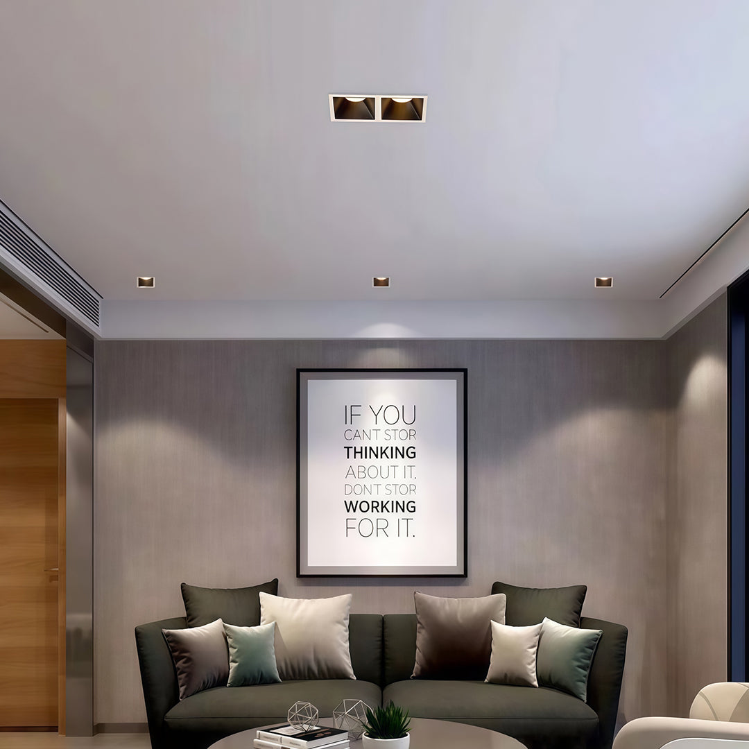 Square Linear Grid LED Recessed Downlight — Aluminum, Anti-Glare, 7W–24W, 3000K / 4000K / 6000K, Single or Double Head
