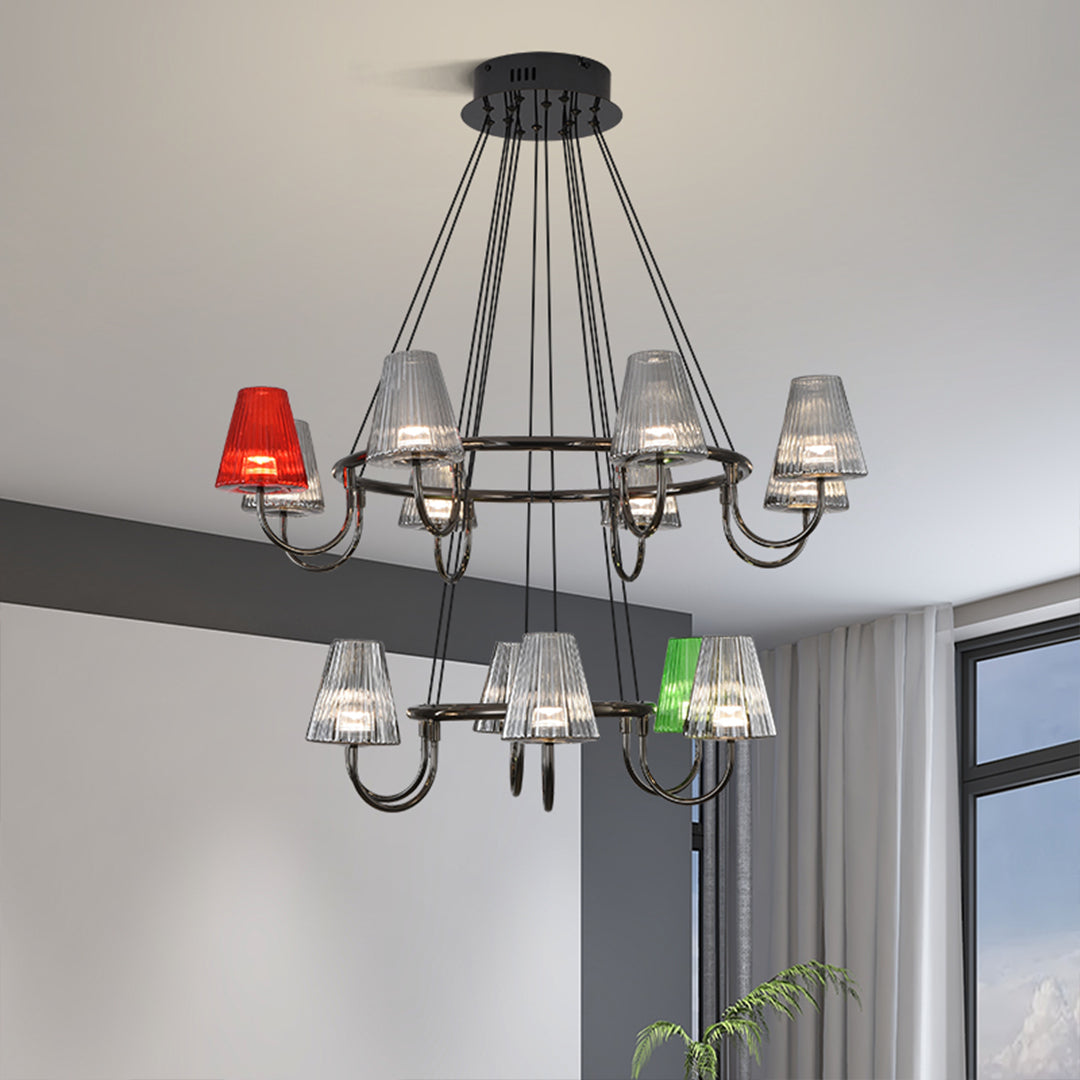 Branch Chandelier — Glass, 6/8/10-Light, Multi-Layer, Tri-Color Dimming, Adjustable Height