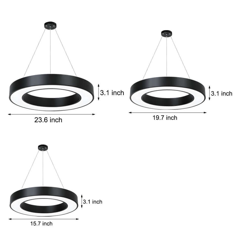 suspended round ring led pendant light for office and gym spaces