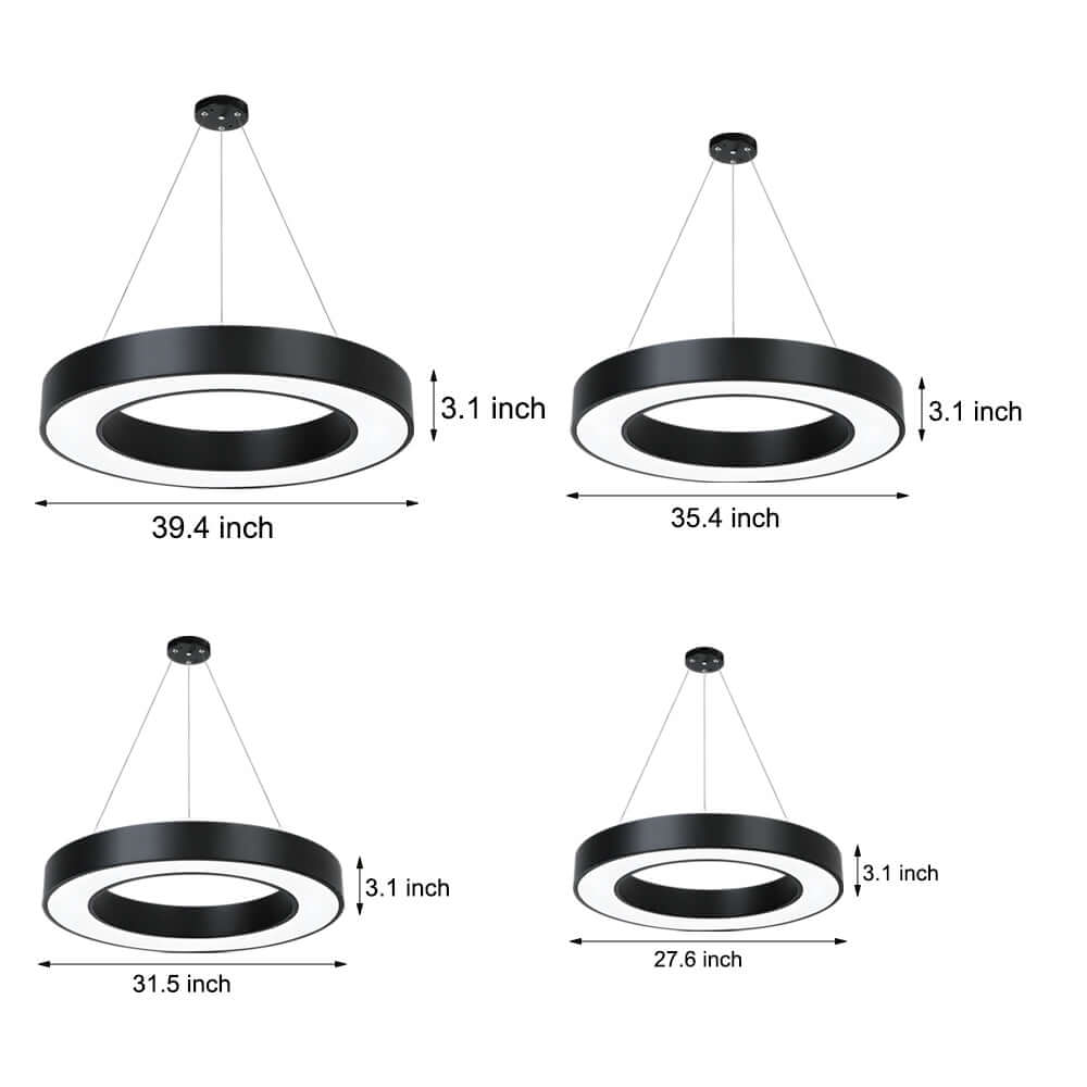 suspended round ring led pendant light for office and gym spaces