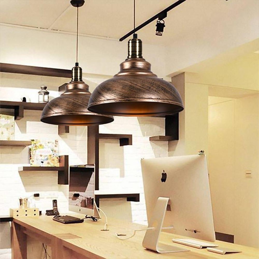 Vintage Semi-Globe Pendant Light — Metal, Industrial, 11" / 14" / 16", 59" Adjustable Cord
