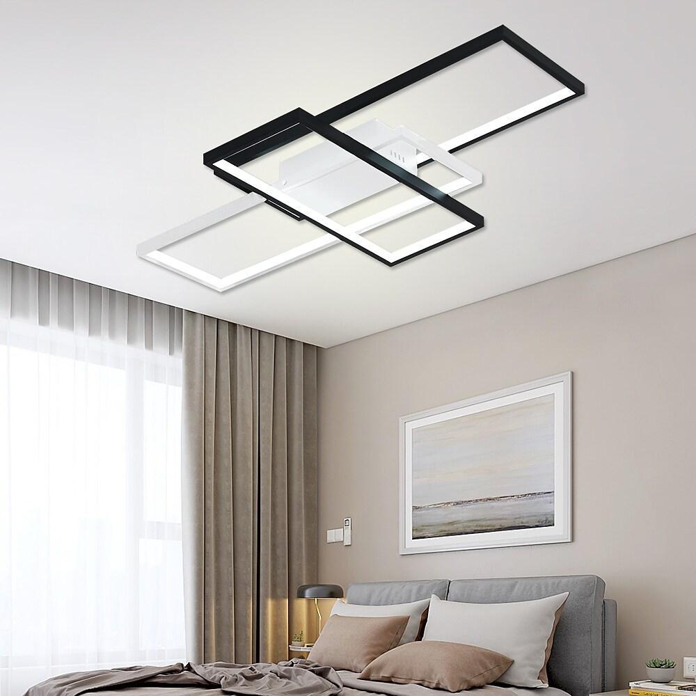 Large Multi-Rectangle Flush-Mount Ceiling Light — 3-Tier Integrated LED, Black, Gold or White