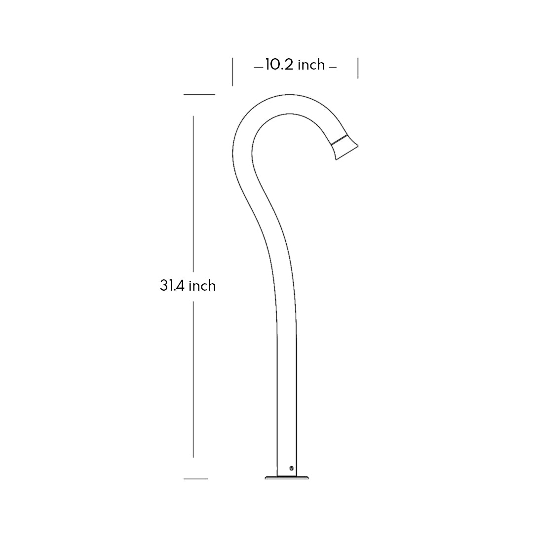 Cane-Shape Outdoor Bollard Light — Die-Cast Aluminum, 6W LED, 3000K, IP65, 31.5"