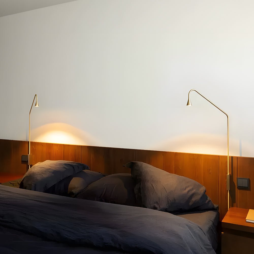 swing long arm austere wall lamp black gold