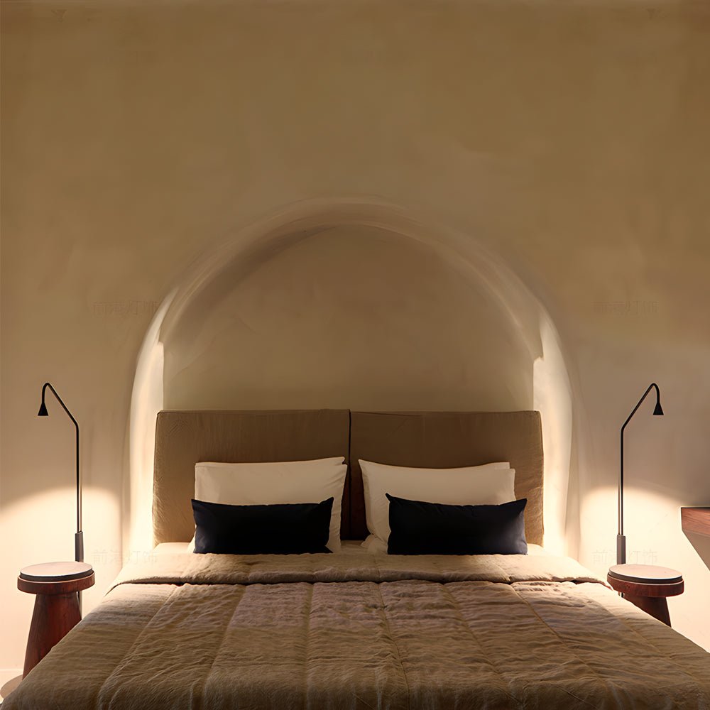 swing long arm austere wall lamp black gold