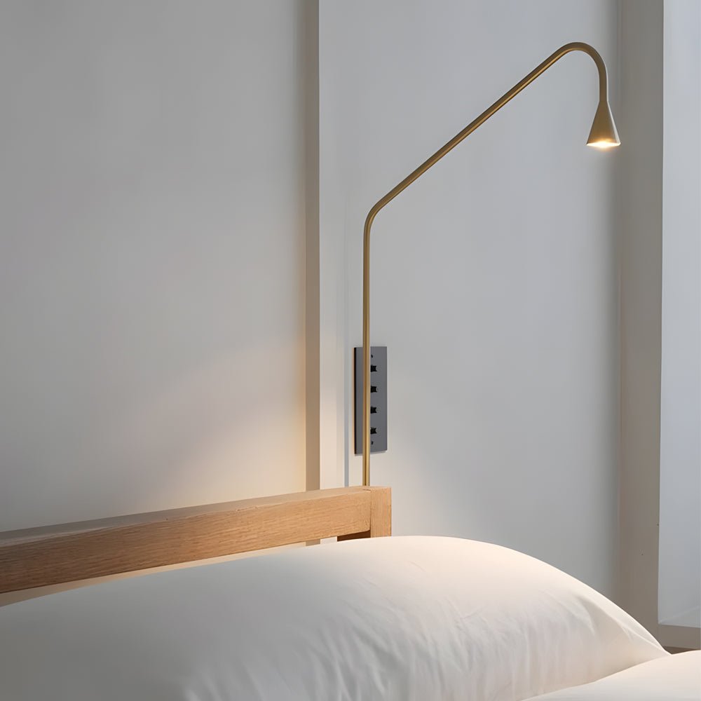 swing long arm austere wall lamp black gold