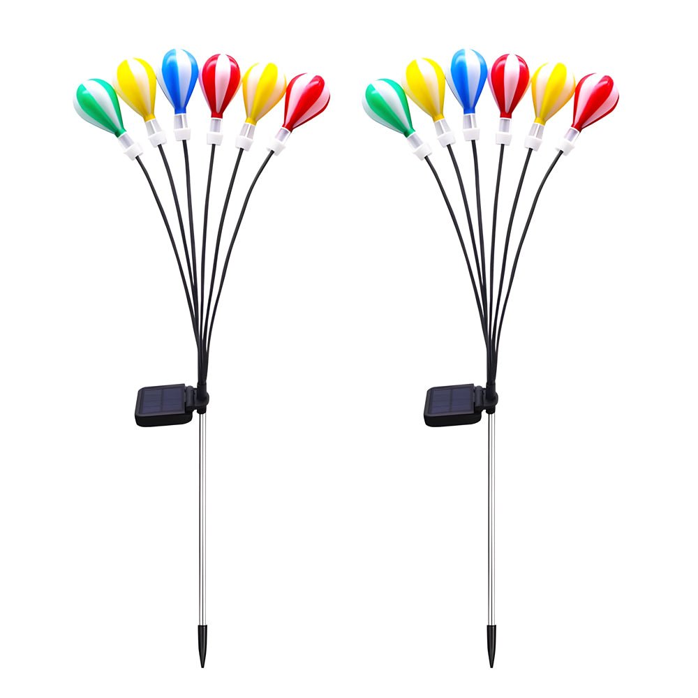 swinging solar led hot air balloon lights 2 pack for outdoor gardens