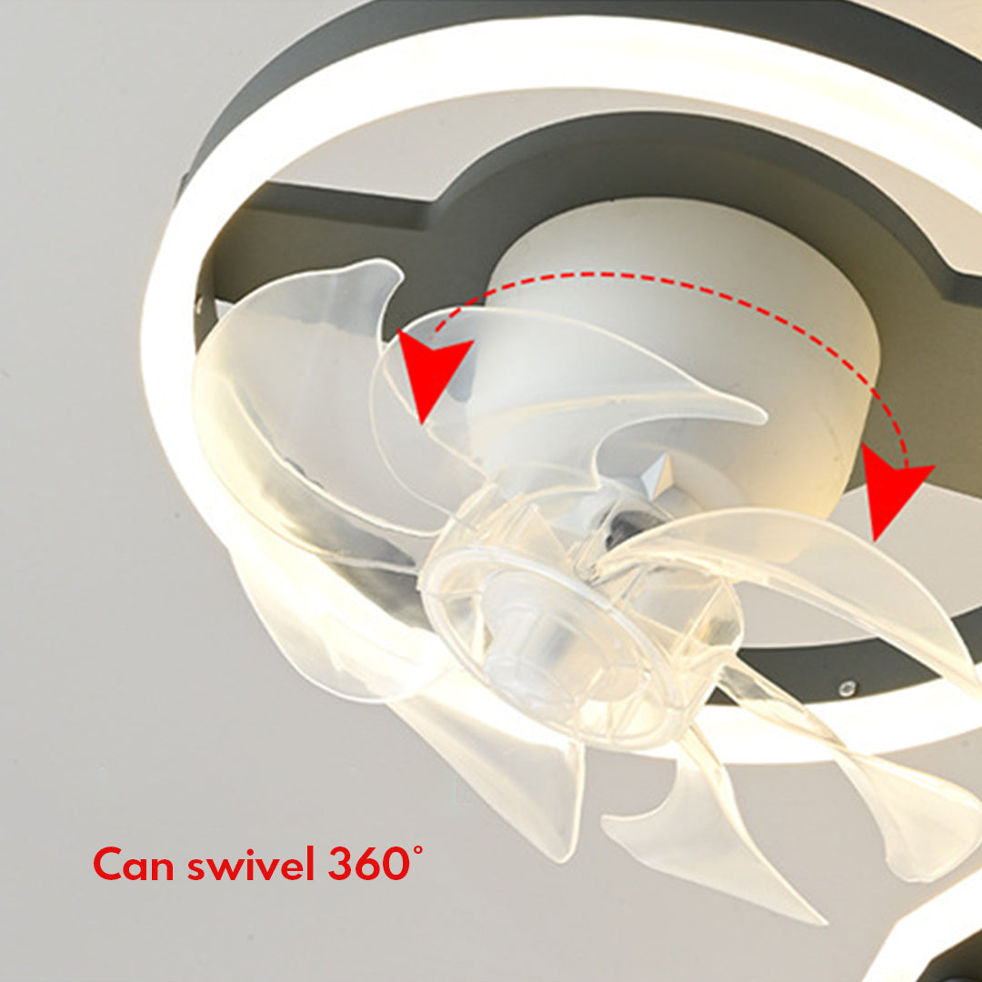 Fighter Jet Kids Ceiling Fan with Light — Metal, Acrylic Shade, Remote Stepless Dimming 3000K–6000K, 5-Speed, 360° Head