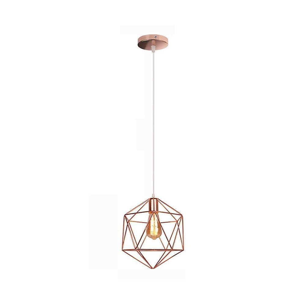 Industrial Geometric Cage Mini Pendant — Metal, 1-Light, 4W LED, 10" Diameter, Adjustable 39" Cord