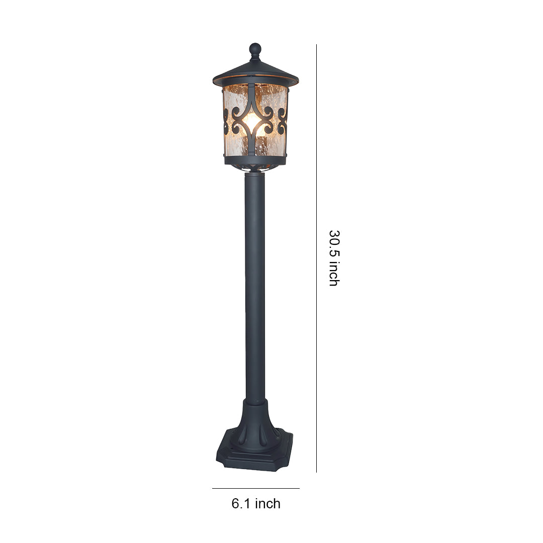 Bollard Outdoor Post Light — Sand-Black Aluminum, E26 9W LED, IP44 Weatherproof