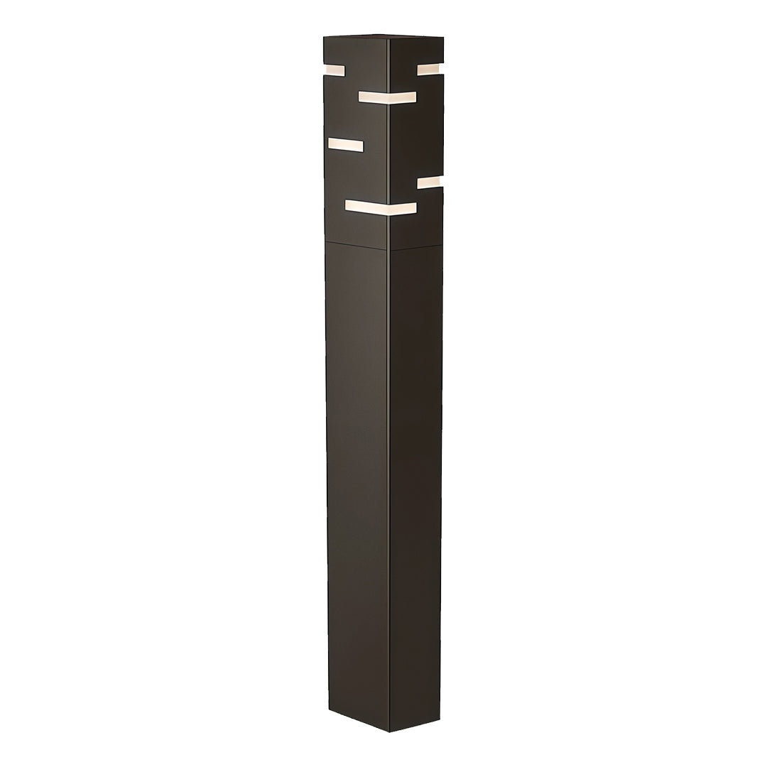 Minimalist Industrial Black LED Bollard Light — Stainless Steel, 8W / 12W, IP65, 3000K Warm White