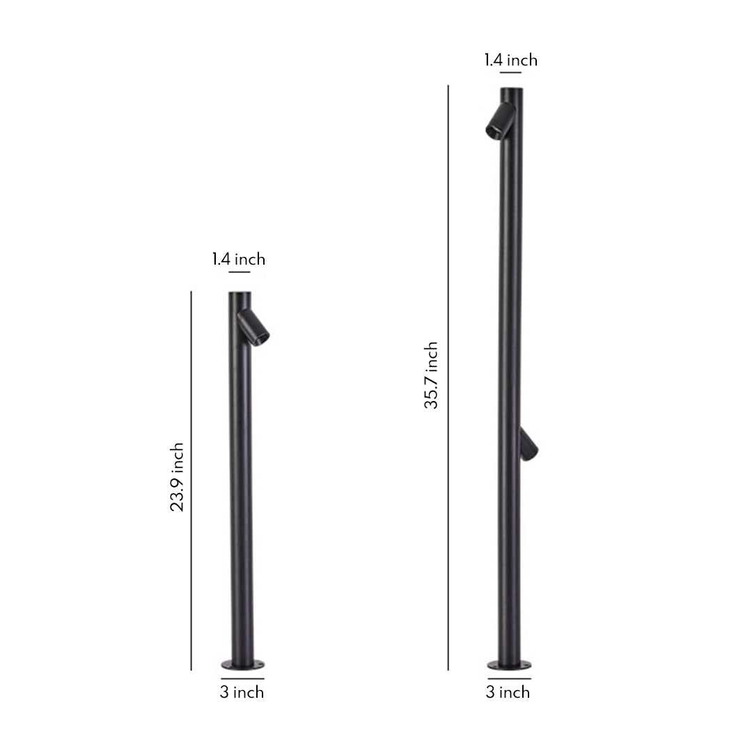 Bamboo Node LED Bollard Light — Aluminum, Black, IP65, 3000K, 23.6" or 35.4"