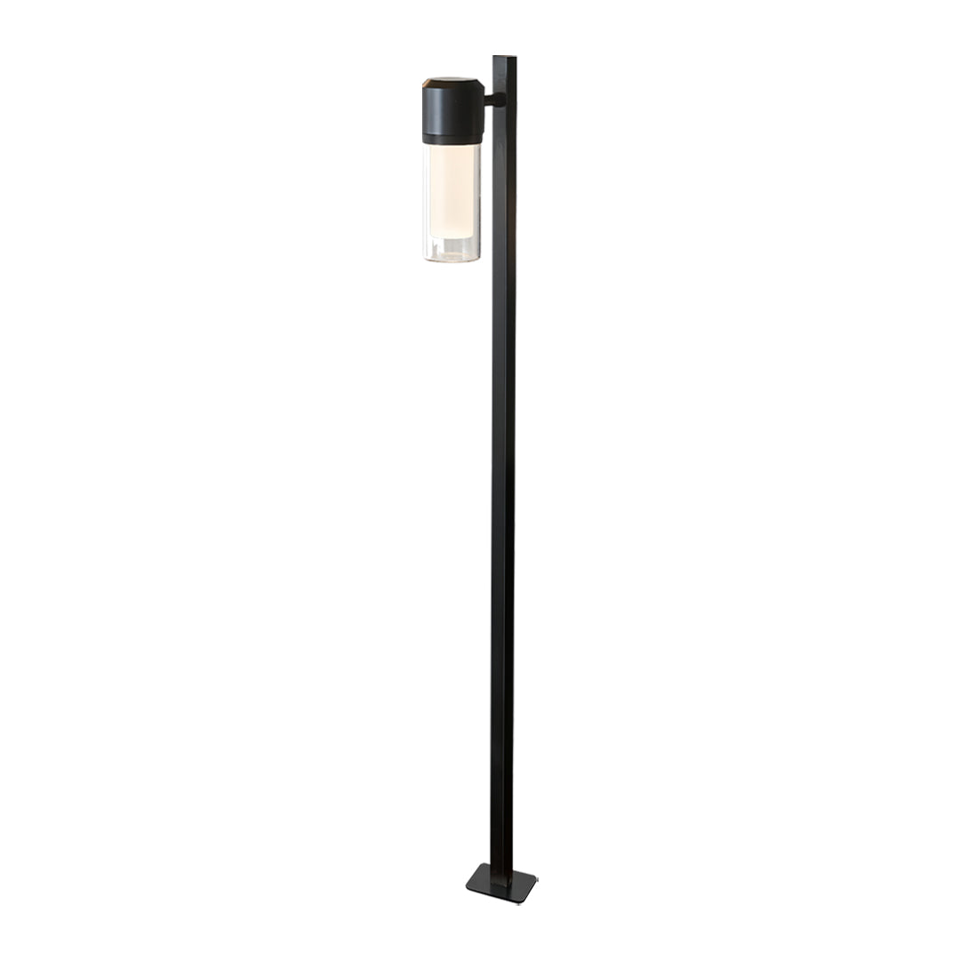 Contemporary Outdoor Path Light — Black Aluminum, Clear Glass, LED Ra90, IP65, Single or Double-Head, 27.6" or 35.4"