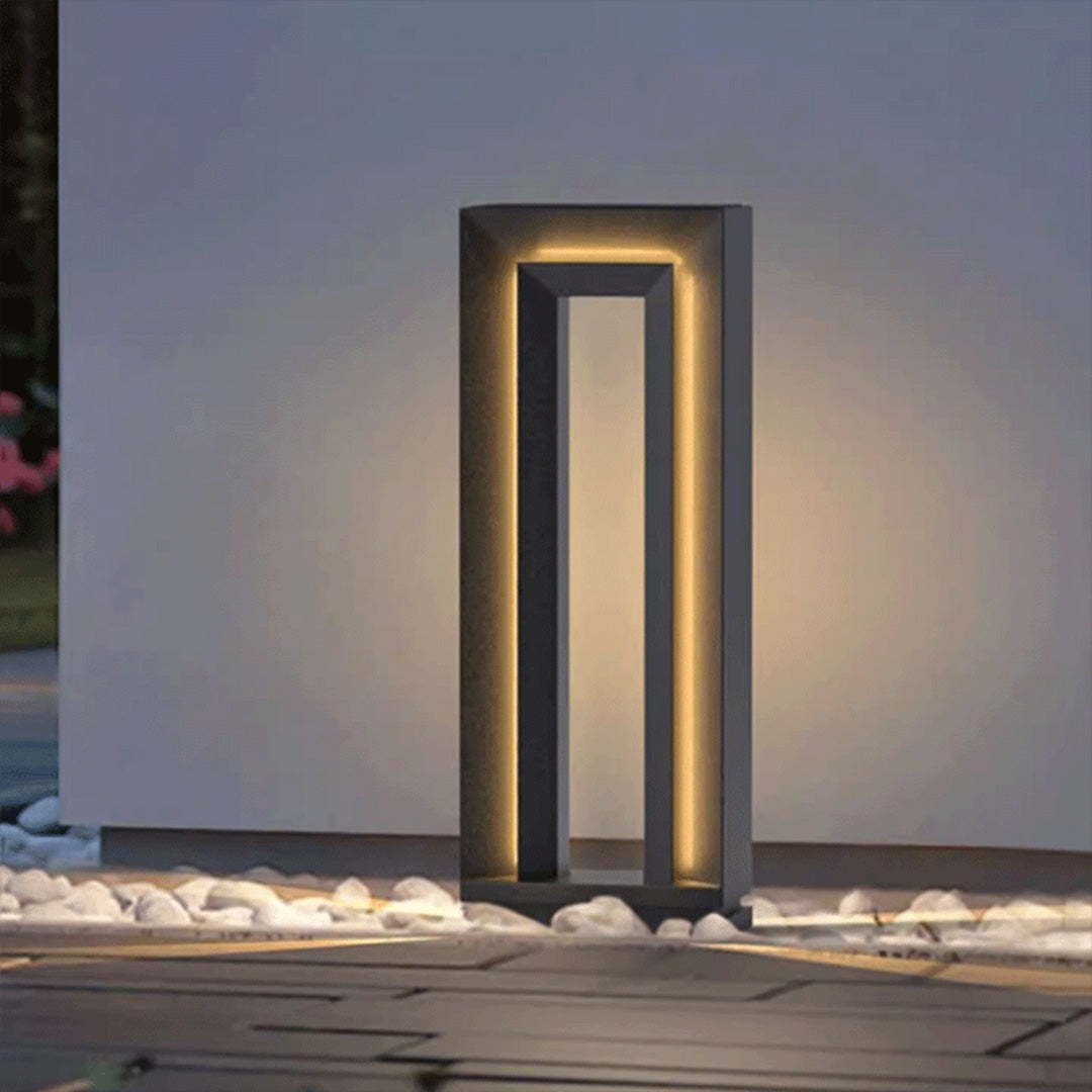 Square Minimalist Outdoor Bollard Light — Stainless Steel & Acrylic, 12W LED, IP65, Solar or Hardwired