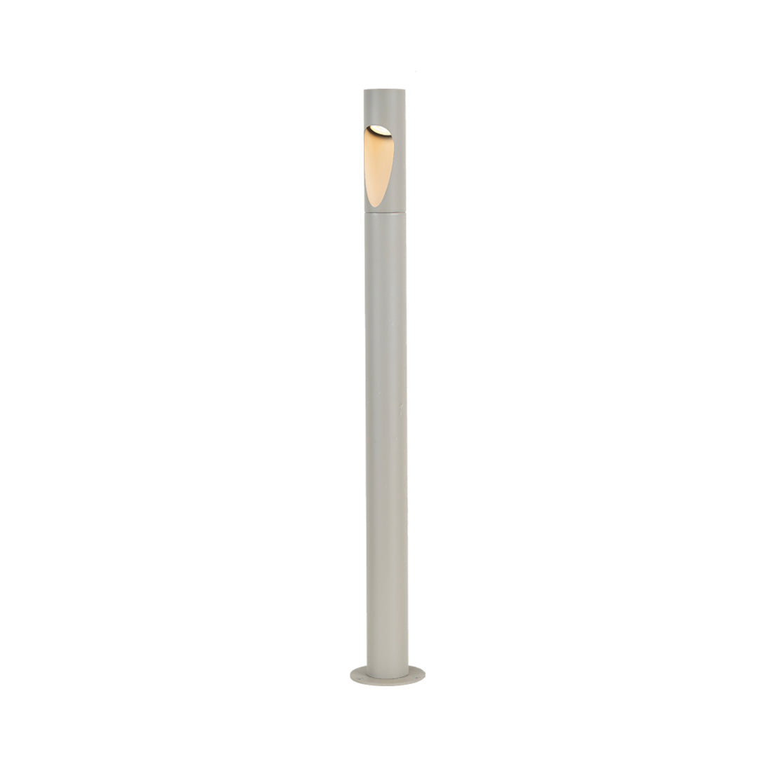 Minimalist Cylindrical LED Bollard Light — Aluminum & Clear Glass, 7W / 9W, IP65, DC24V Hardwired, Gray or Coffee Brown, 4 Heights