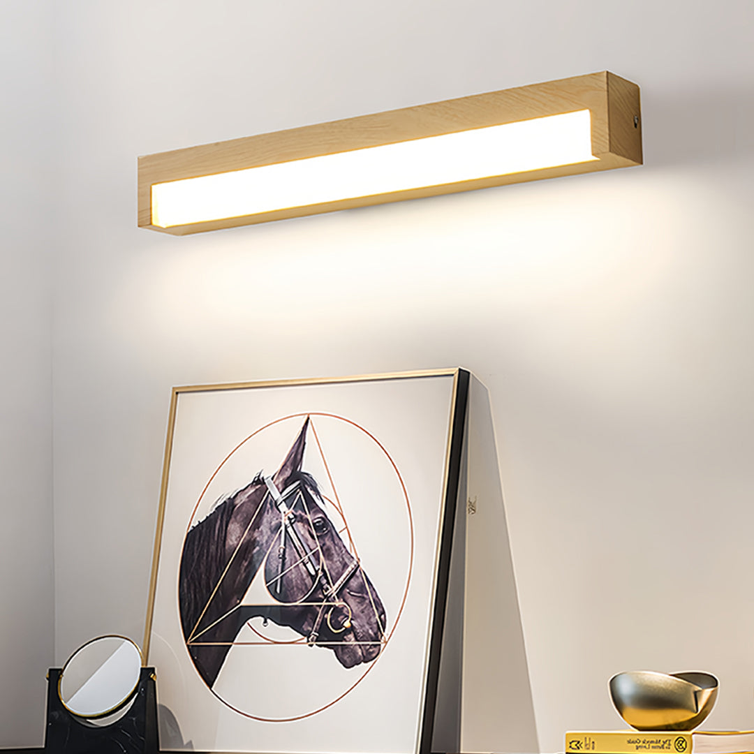 Wood Grain Wall Sconce — Iron with Acrylic Shade, LED, 3-Step Dimming, 35cm / 50cm