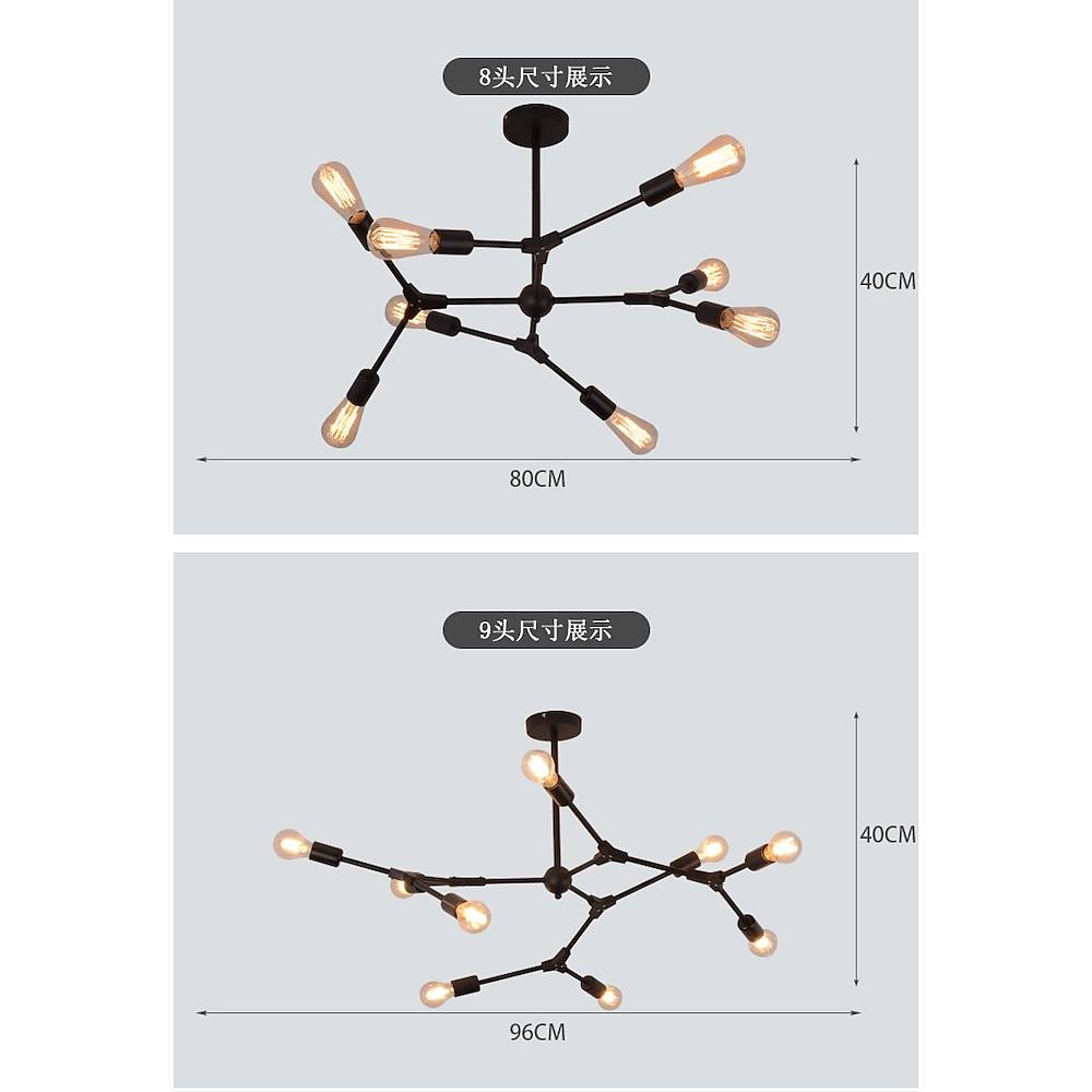 9-Light Irregular Modern Metal Chandelier — LED, 37.8" Diameter