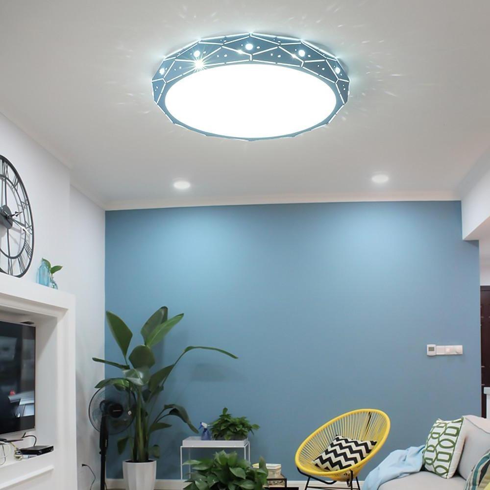 Circular Drum Flush-Mount LED Ceiling Light — Acrylic, Dimmable, Remote Control, 3000K/6500K, 18" or 22"