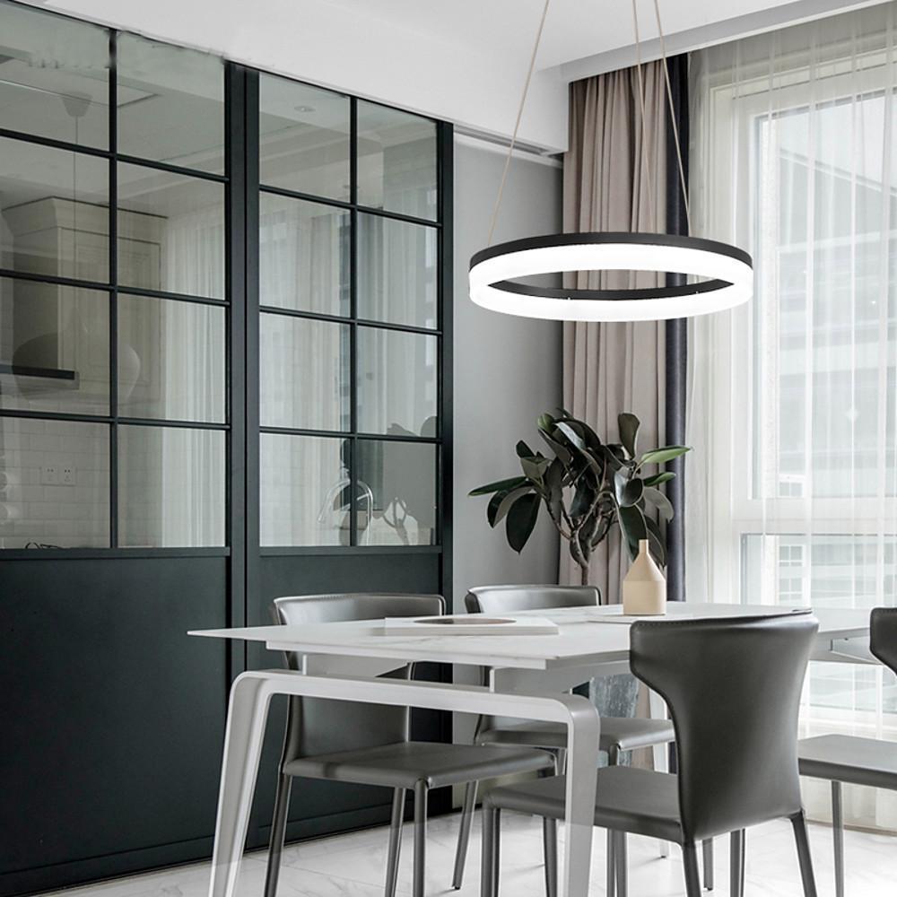 Thick Circle Acrylic Ring Chandelier — Modern LED, 36W Dimmable, 3000K–6000K, 24" Diameter, Remote Control