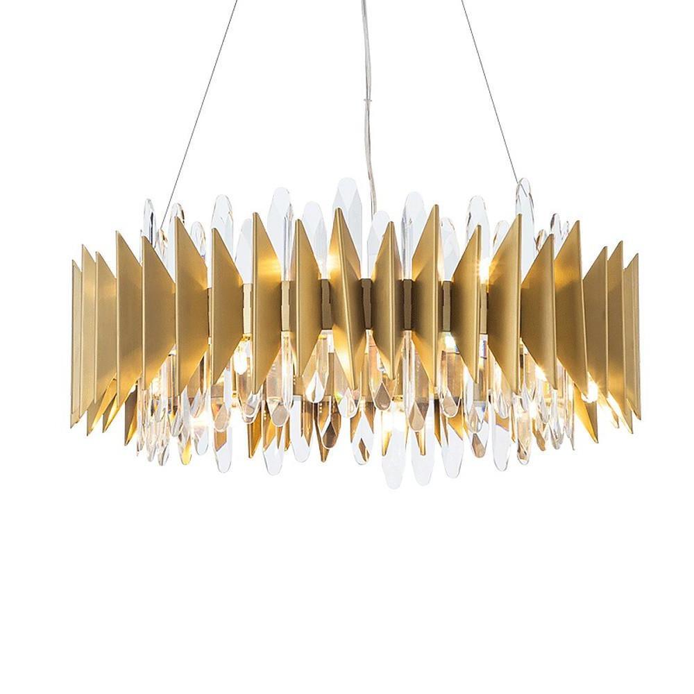 Round Crystal Chandelier — Stainless Steel, LED, 3000–5400K, 8- or 12-Light
