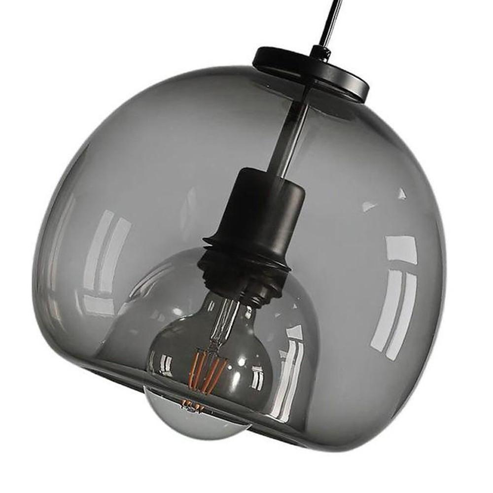 Smoked Round Mini Pendant — Metal and Glass, Vintage Industrial, 1-Light E26/E27, 9" Shade