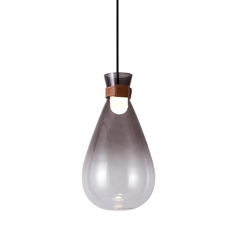 Teardrop Mini Pendant Light — Smoke Grey or Clear Glass, LED, 7" × 14", 59" Adjustable Cord