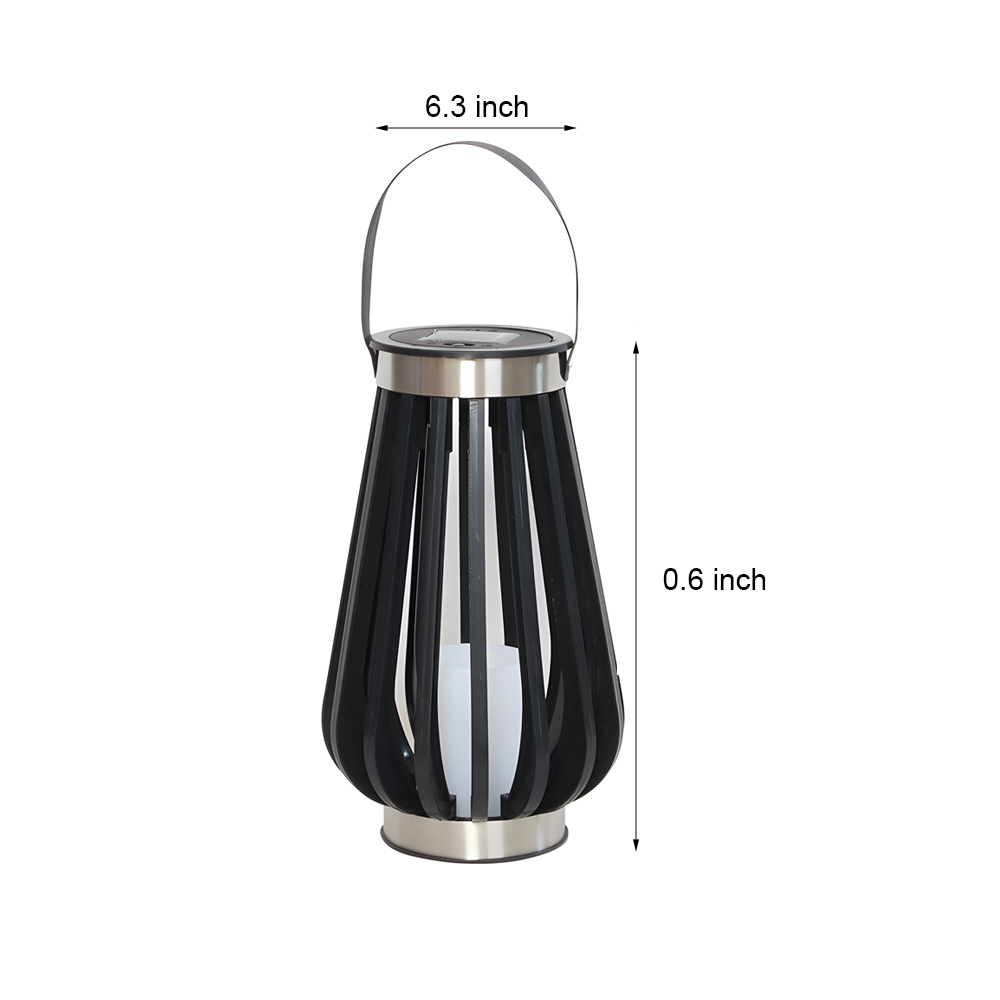 Solar Outdoor Garden Lantern — Black PP+PE, LED Warm White, IP65, Dusk-to-Dawn, Remote Control, 6.3" × 10.6"