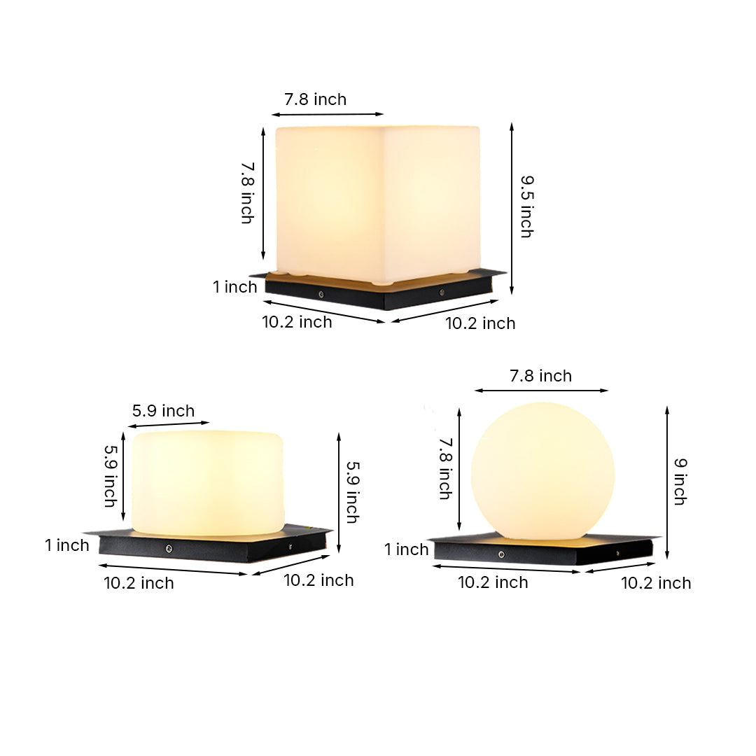 Modern Minimalist Outdoor Pillar Light — Stainless Steel & PE, Sphere / Cube / Cylinder, E27, 5W LED, IP65 Weatherproof
