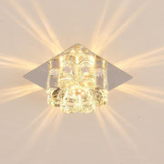 Flower-Shaped Crystal Flush Mount — Electroplated Metal, LED, 3000K / 6000K, 4" Diameter
