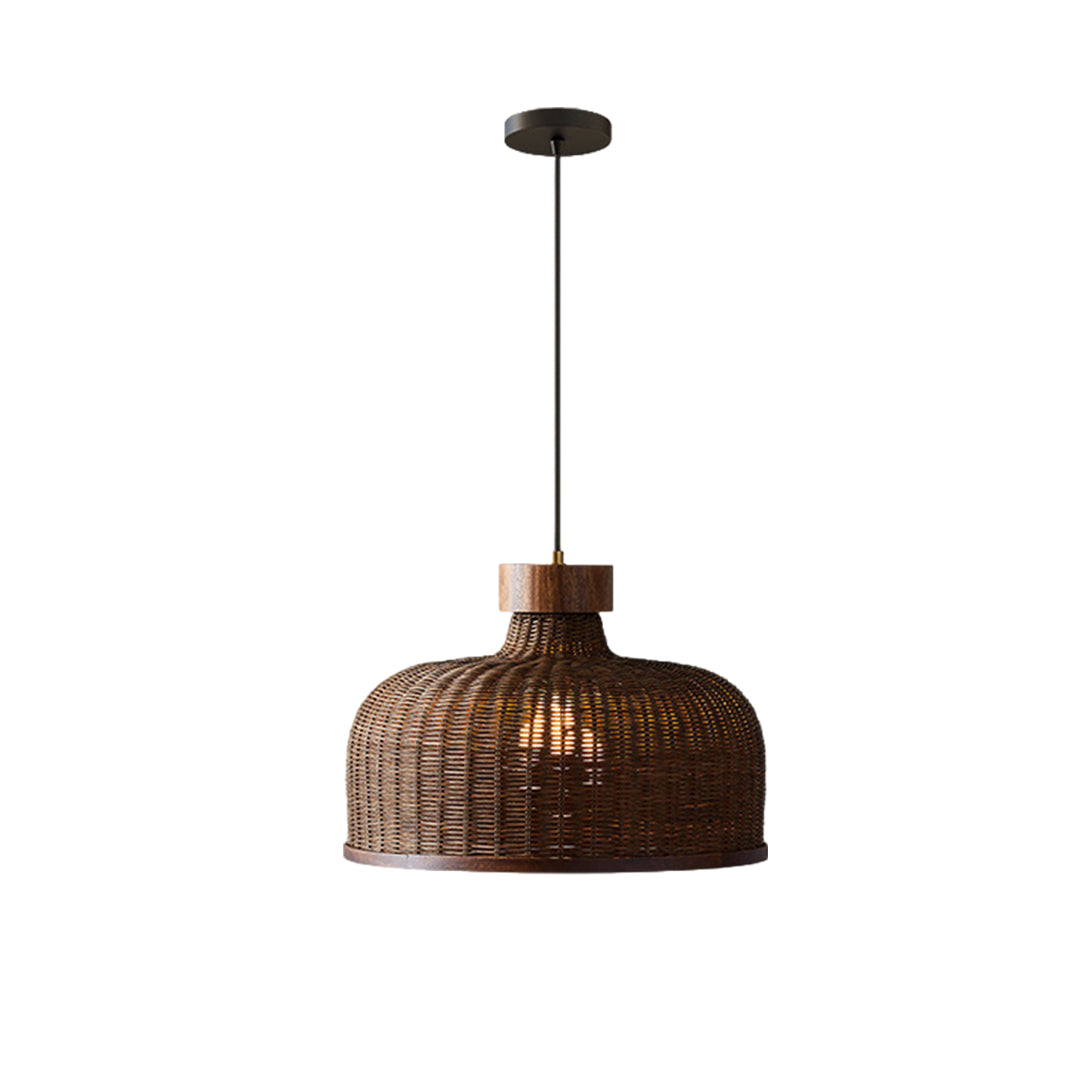 Wabi-Sabi Rattan Woven Pendant Light — Handcrafted Wicker and Iron, 1- or 3-Light, 3-Step Dimming (3000K/4500K/6000K), 12W–36W