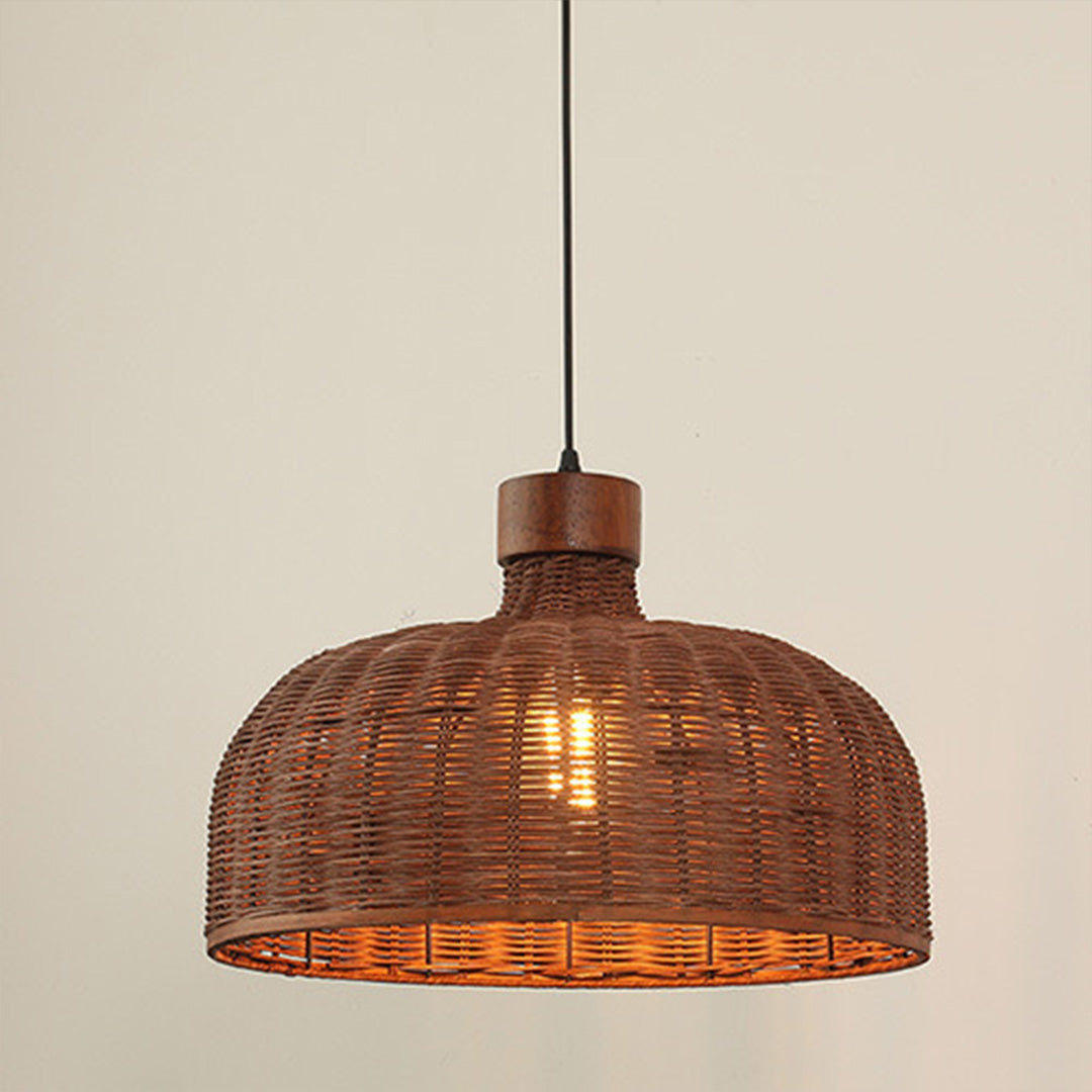 Wabi-Sabi Rattan Woven Pendant Light — Handcrafted Wicker and Iron, 1- or 3-Light, 3-Step Dimming (3000K/4500K/6000K), 12W–36W