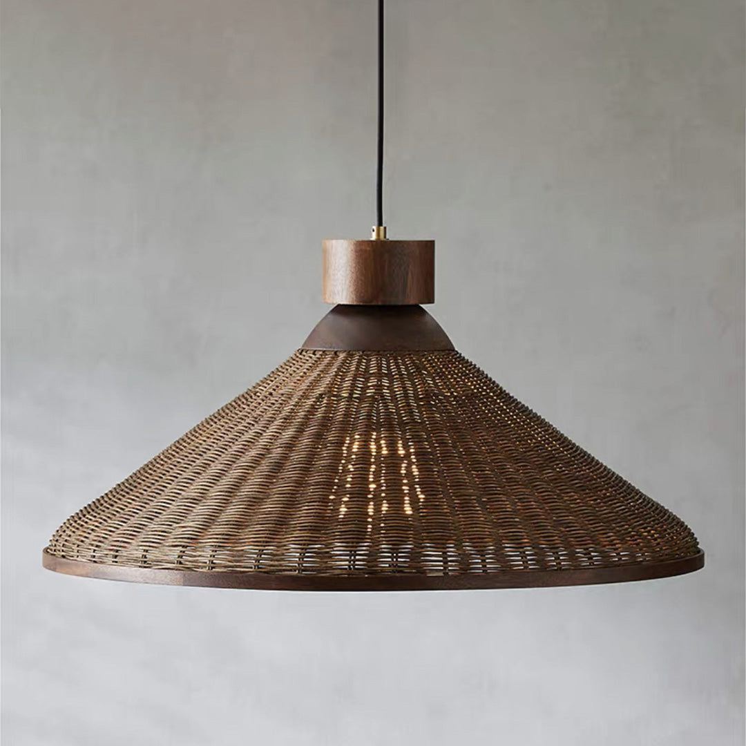 Wabi-Sabi Rattan Woven Pendant Light — Handcrafted Wicker and Iron, 1- or 3-Light, 3-Step Dimming (3000K/4500K/6000K), 12W–36W