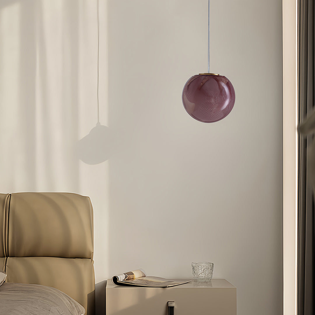 Glass Globe Mini Pendant — Purple Metal, G9, 3.5W, 4.5" Adjustable Cord, IP20