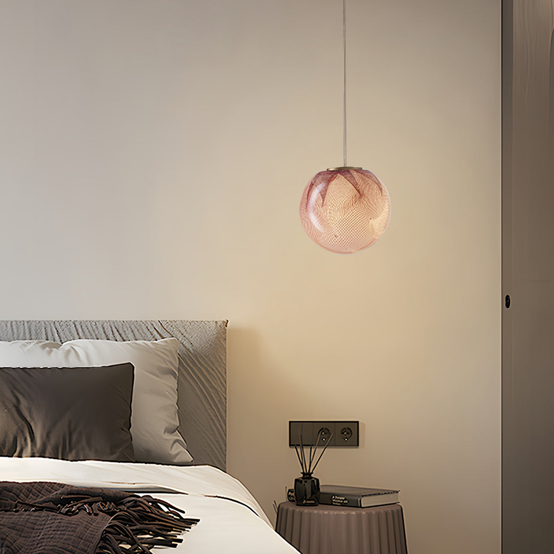 Glass Globe Mini Pendant — Purple Metal, G9, 3.5W, 4.5" Adjustable Cord, IP20