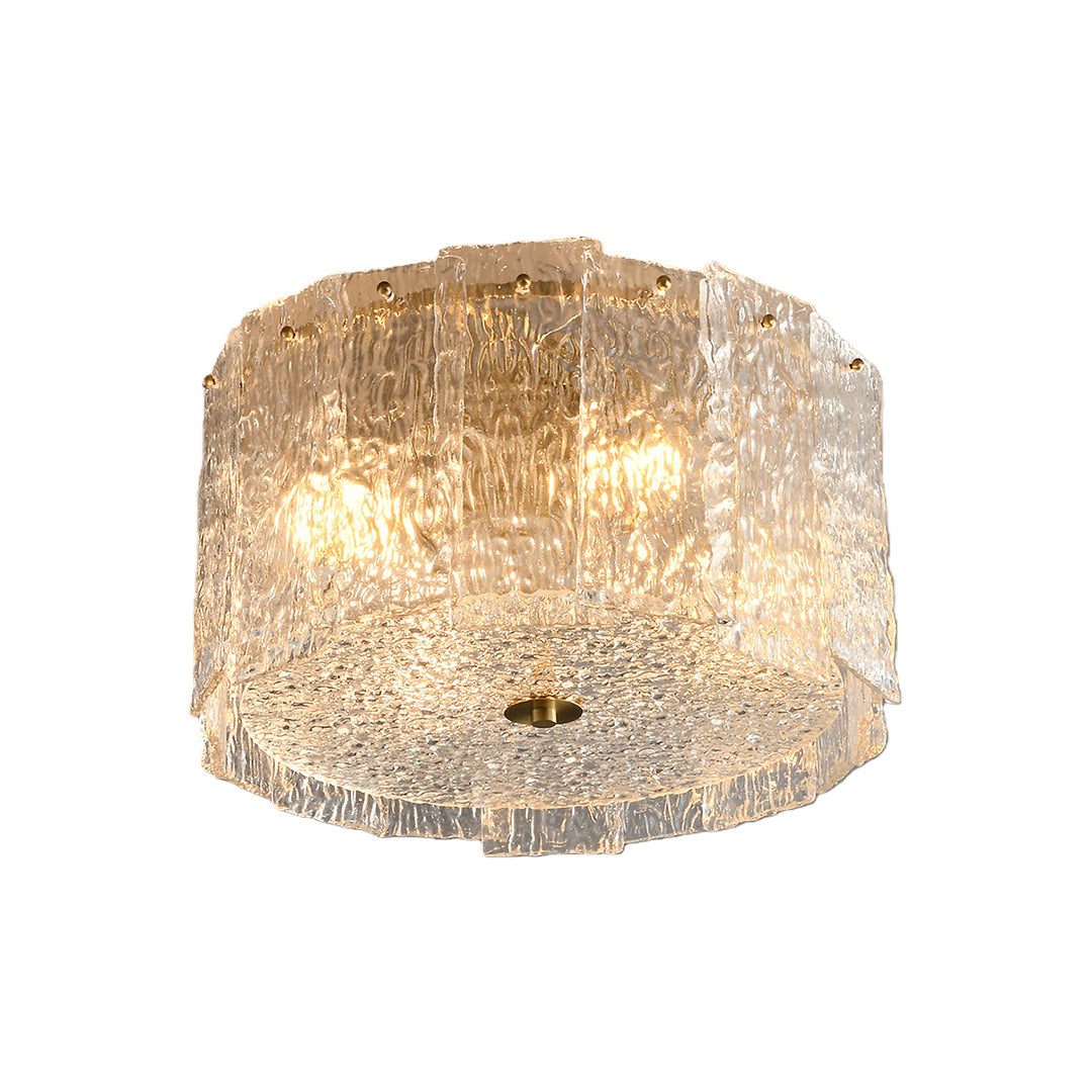 Copper Glass Flush-Mount Ceiling Light — Full Copper Frame, Clear Glass Shade, E14, Modern