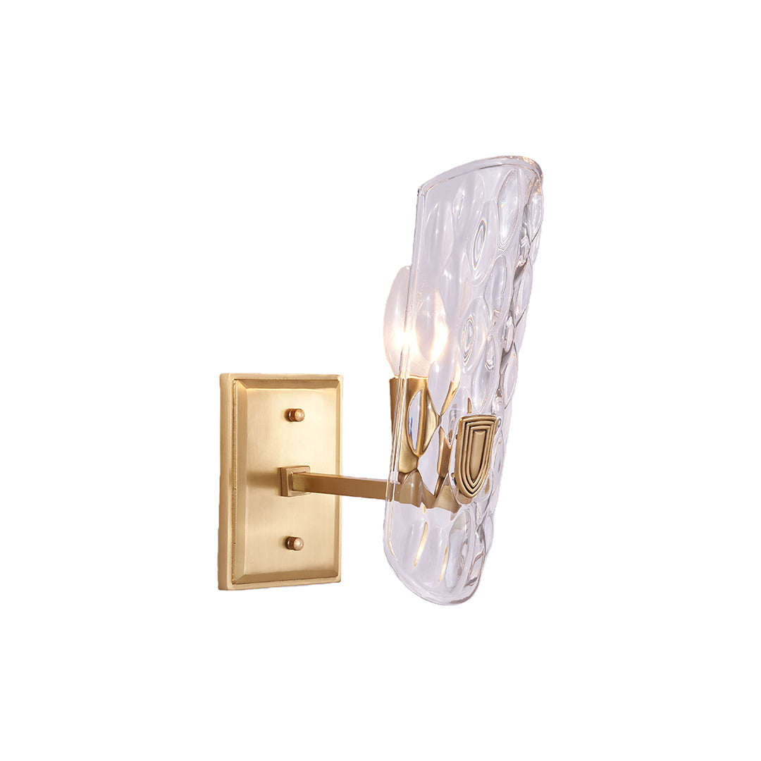 Classic Brass and Glass Wall Sconce — Solid Brass, Transparent Glass, E14, Single or Double Head