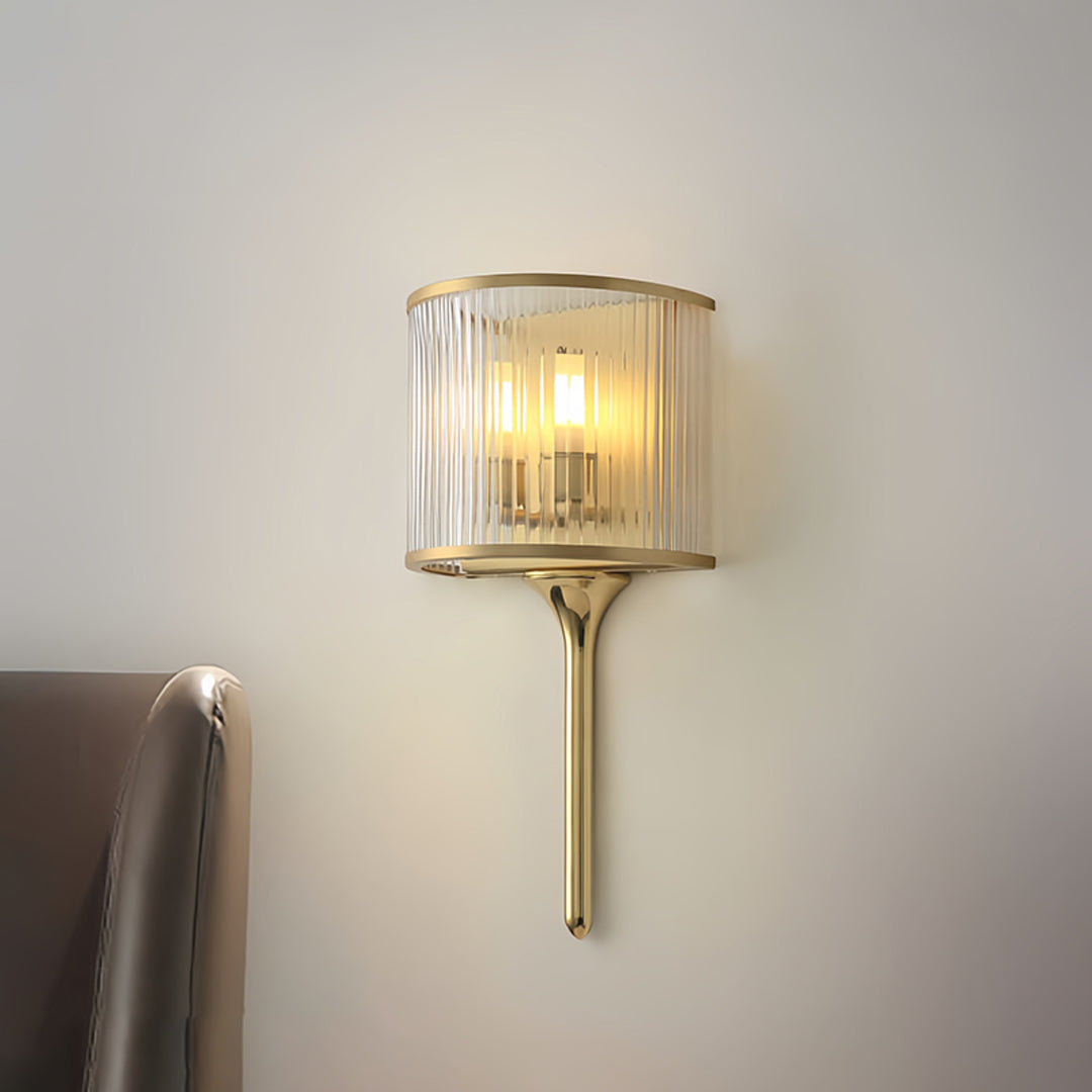 Modern Minimalist Brass and Glass Wall Sconce — 2-Light, G9, 7W, IP20, 3000K Warm