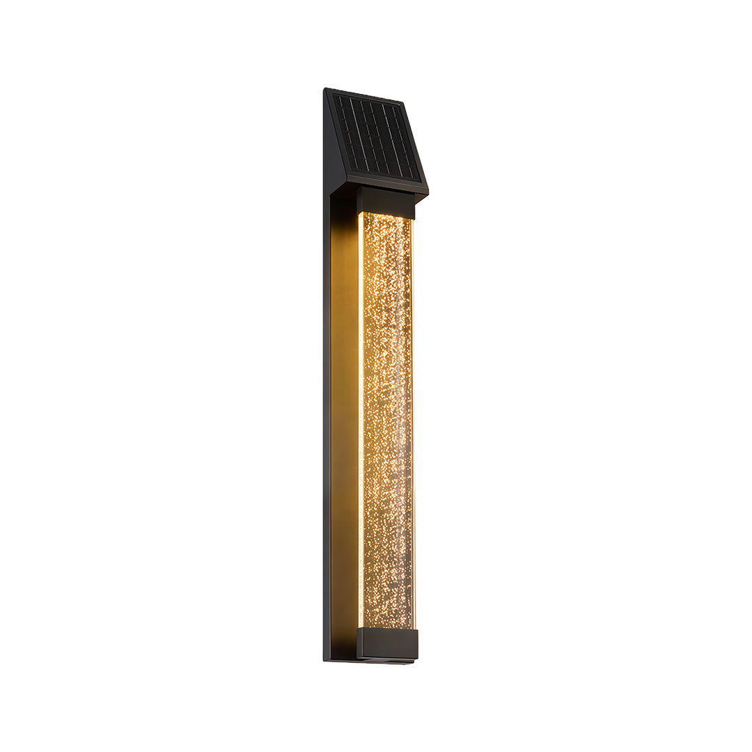 Minimalist Linear Solar Outdoor Wall Sconce — Black Stainless Steel, 5W LED, IP44, 2200mAh