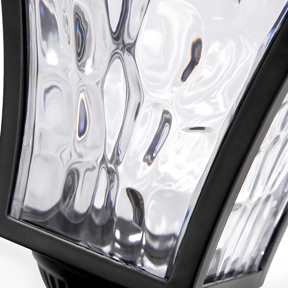 Rustic Solar Lantern Post Cap Light — Die-Cast Aluminum, Rippled PC Shade, LED, IP55, Dusk-to-Dawn, 3000K / 6000K