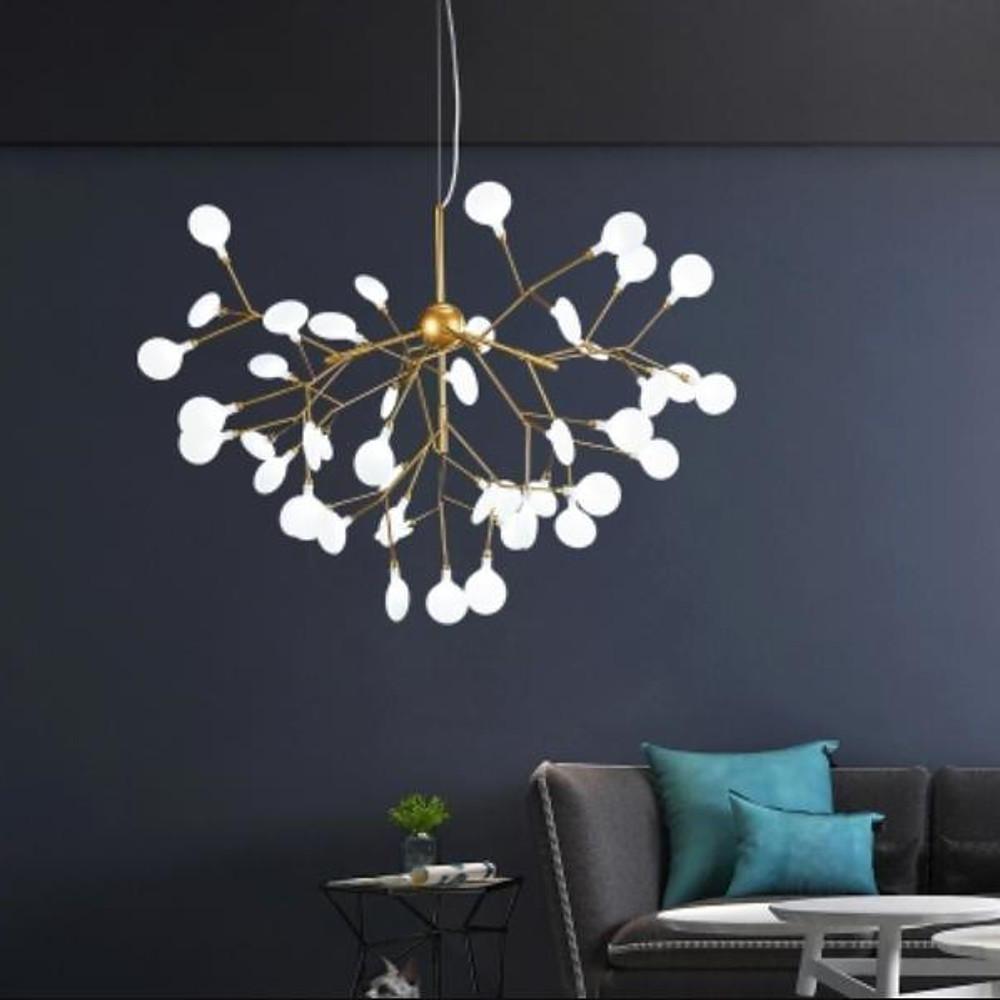 Sputnik Chandelier — Copper and Glass, 45-Light LED, 36" Diameter, Brass Finish