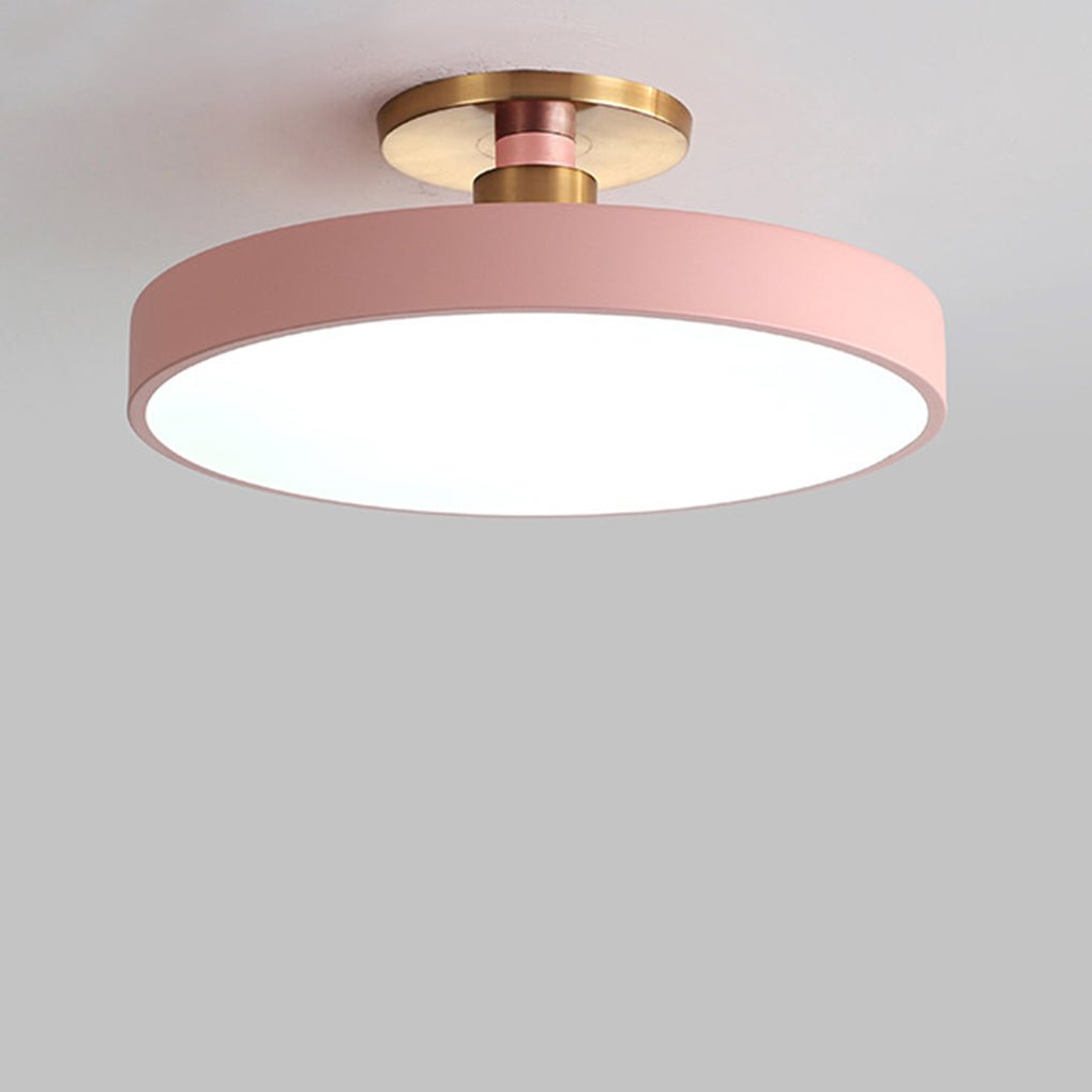 Circular LED Flush-Mount Ceiling Light — Metal and Acrylic, 16", 3000–5400K Adjustable