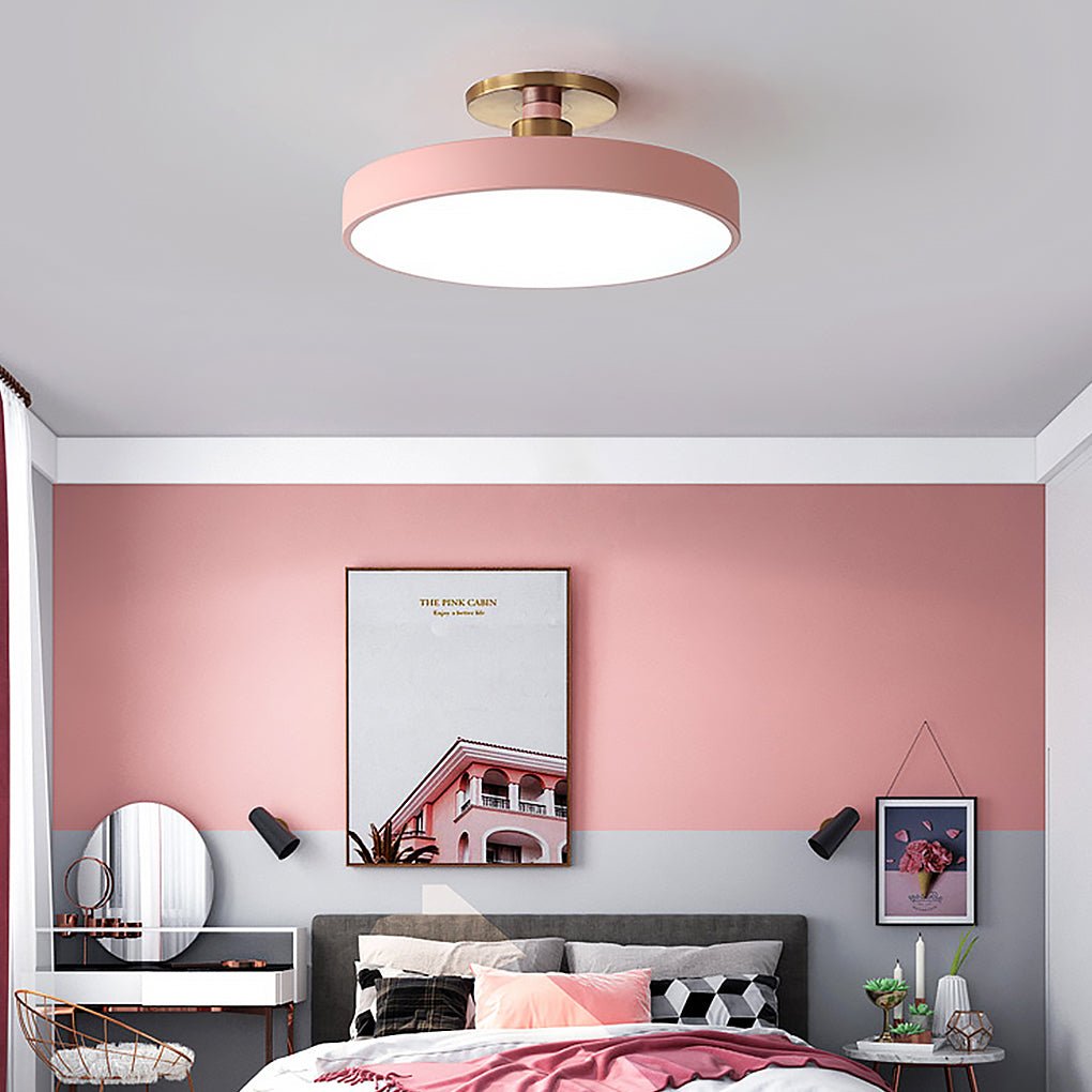 Circular LED Flush-Mount Ceiling Light — Metal and Acrylic, 16", 3000–5400K Adjustable