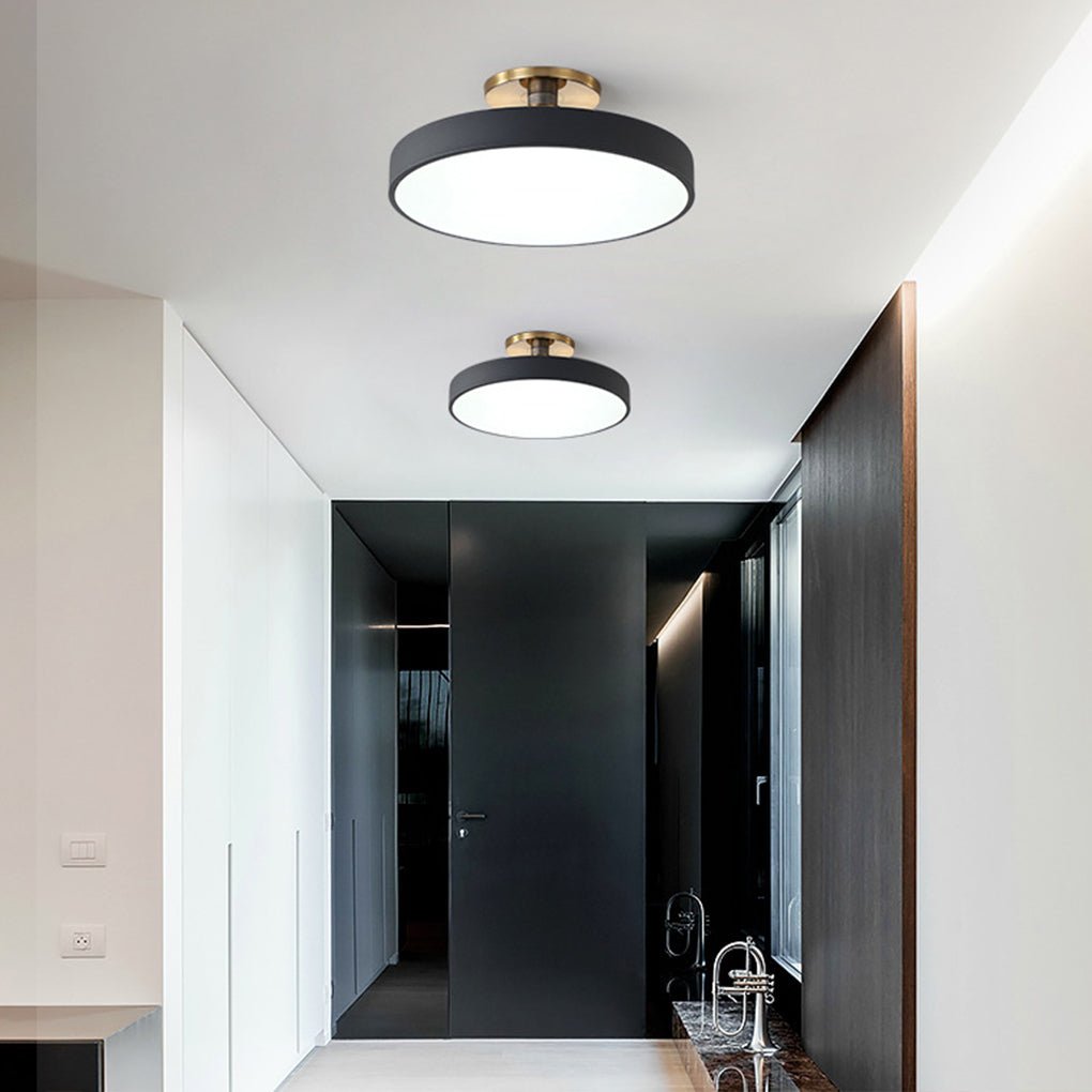 Circular LED Flush-Mount Ceiling Light — Metal and Acrylic, 16", 3000–5400K Adjustable