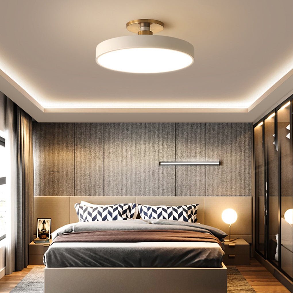 Circular LED Flush-Mount Ceiling Light — Metal and Acrylic, 16", 3000–5400K Adjustable