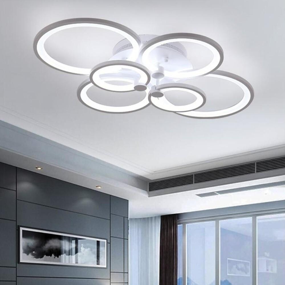 Multi-Ring Flush-Mount Ceiling Light — Metal and Acrylic, Dimmable LED, 3000K–6000K, 31" Wide