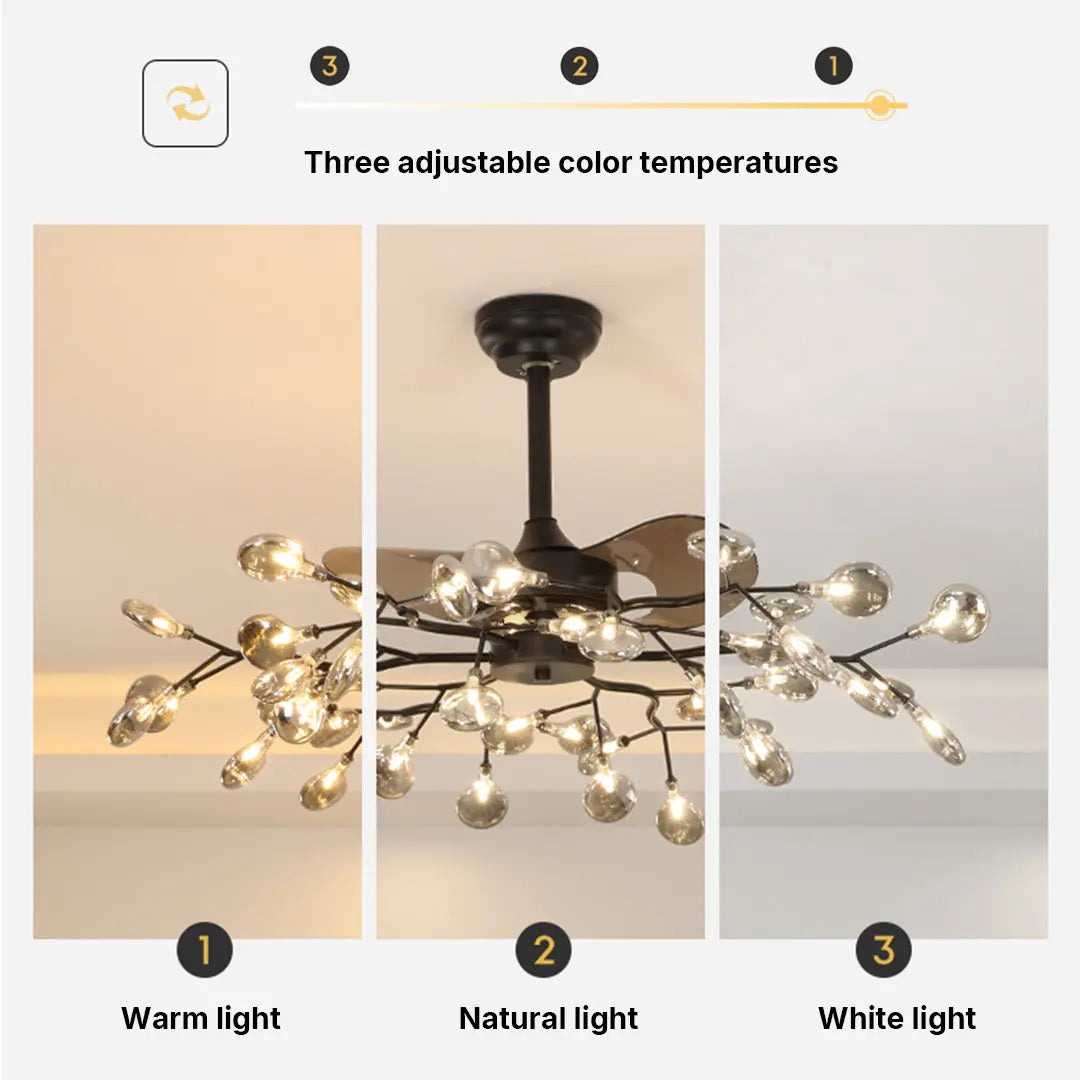 Minimalist Luxury Glam Ceiling Fan with Artistic Light Fixture Luxe