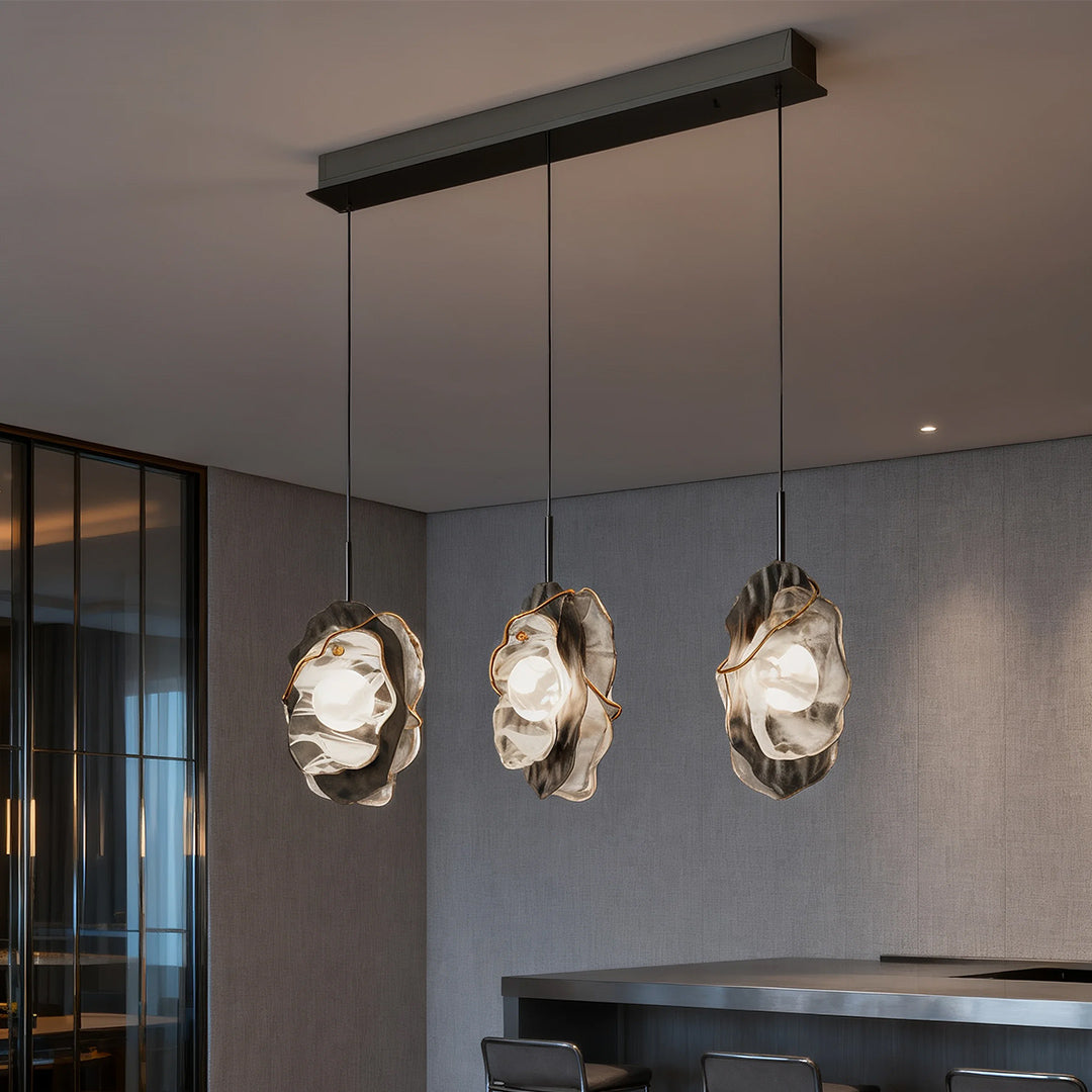Minimalist Glass Pendant Light — Matte Black Iron-Aluminum, LED 9W–27W, 1- or 3-Light, Adjustable Chain