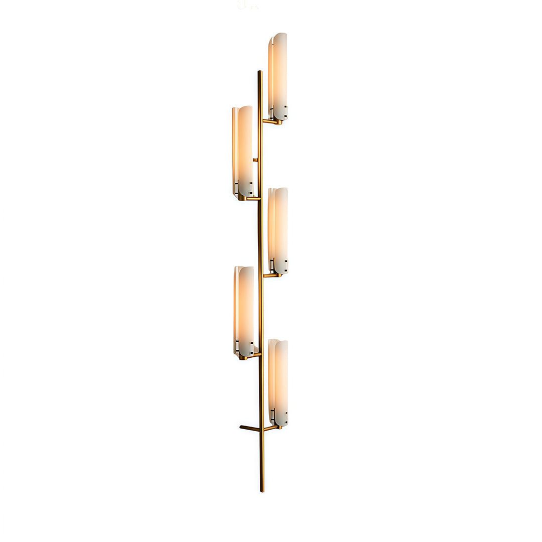 Art Deco Linear Wall Sconce — Solid Brass and Glass, E14, 3-Step Dimming, 1-, 2-, or 4-Light